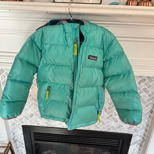 Patagonia Aqua Puffer Jacket with Lime Zipper